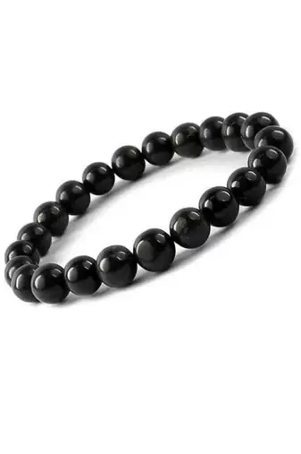 Natural black onyx bracelet crystal bead gemstone handmade men women stretchy healing crystal bracelet