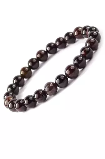 Natural red garnet gemstone round beads elastic stretch bracelet for women men meditation healing power stone