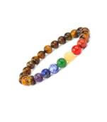 Natural 7 chakra healing semi precious yoga meditation crystal gemstones beads elastic strechable bracelet