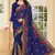Navy Blue Embroidered Border Georgette Saree With Matching Blouse Piece