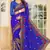 Blue Embroidered Border Georgette Saree With Matching Blouse Piece