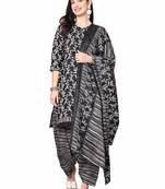 black & white cotton blend printed ready to wear patiala salwar suit