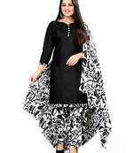 black cotton blend printed ready to wear patiala salwar suit