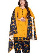 mustard cotton blend printed ready to wear patiala salwar suit
