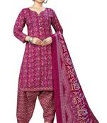 magenta cotton blend printed ready to wear patiala salwar suit