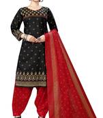 black cotton blend printed ready to wear patiala salwar suit