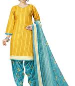mustard cotton blend printed ready to wear patiala salwar suit