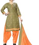 mahendi green  cotton blend printed ready to wear patiala salwar suit