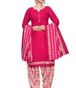 pink cotton blend printed ready to wear patiala salwar suit