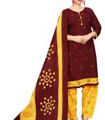 maroon cotton blend printed ready to wear patiala salwar suit