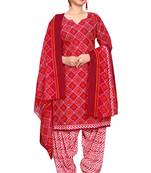 maroon  cotton blend printed ready to wear patiala salwar suit