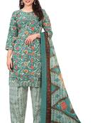sea green cotton blend printed ready to wear patiala salwar suit
