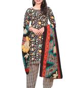 brown cotton blend printed ready to wear patiala salwar suit
