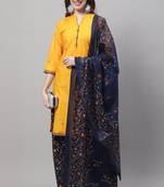 yellow cotton printed ready to wear patiala salwar suit