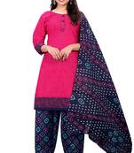 dark pink cotton printed ready to wear patiala salwar suit