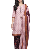 dusty pink cotton blend printed ready to wear patiala salwar suit
