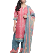 peach cotton blend printed ready to wear patiala salwar suit