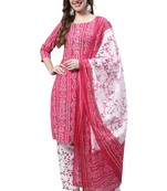 pink cotton printed ready to wear patiala salwar suit