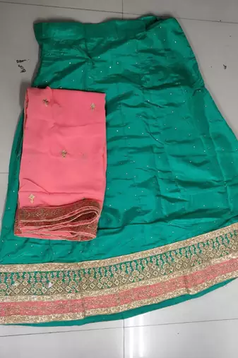 Aquamarine Embroidery Silk Party wear Lehenga