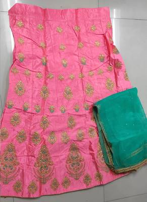 Pink Embroidery Satin Silk Party Wear Ethnic Lehengas 3