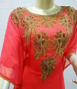 peach  kaftan women dress long gown farasha jalabiya maxi wear