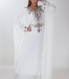 cream  kaftan women dress long gown farasha morocco jalabiya maxi wear