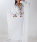 cream  kaftan women dress long gown farasha morocco jalabiya maxi wear