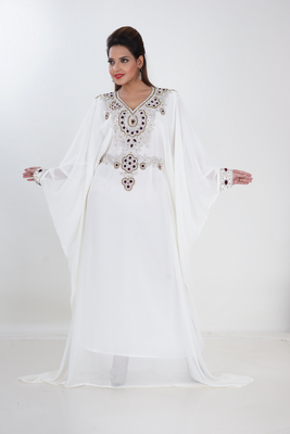 cream  kaftan women dress long gown farasha morocco jalabiya maxi wear 3