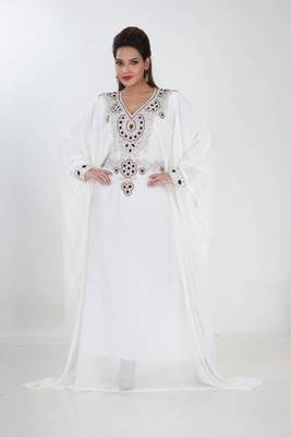 cream  kaftan women dress long gown farasha morocco jalabiya maxi wear 4