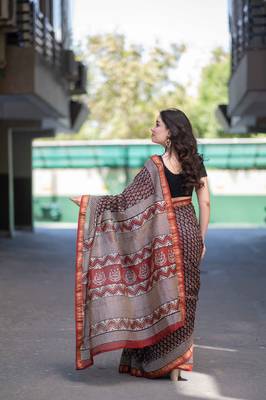black bagru maheshwari silk blend saree 3