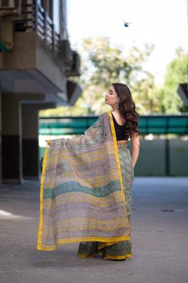 green bagru kota doria saree 4