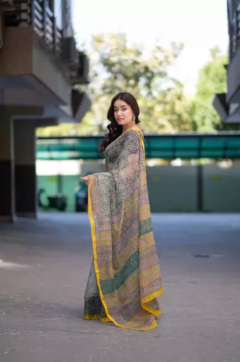 green bagru kota doria saree