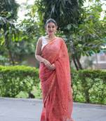 orange dabu kota doria saree
