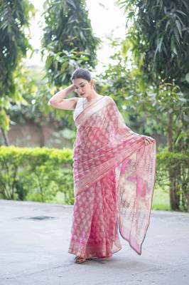 pink dabu kota doria saree 2