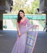 white block printed saree