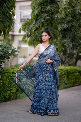 indigo kota doria saree