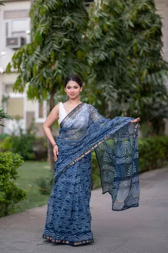 indigo kota doria saree