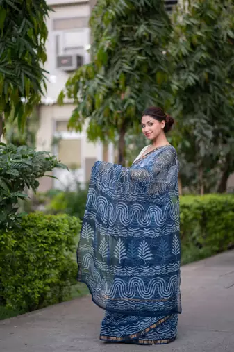 indigo kota doria saree