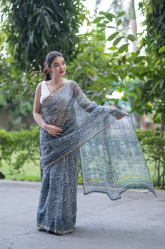 grey kota doria saree