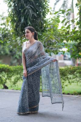grey kota doria saree 4