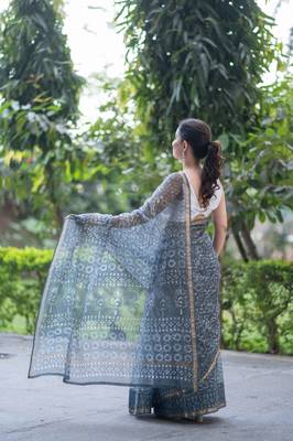 grey kota doria saree 5