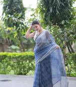 blue kota doria saree