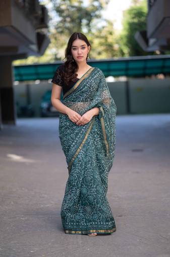 green dabu kota doria saree