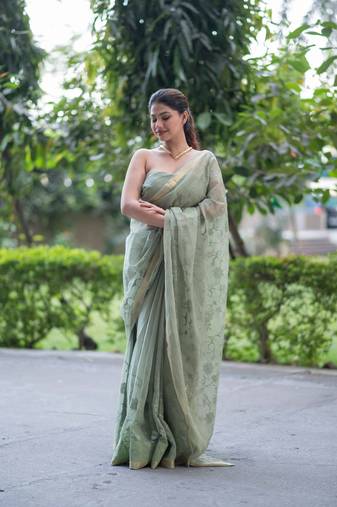 green kota doria saree
