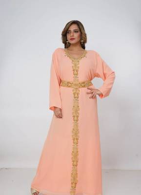 peach  kaftan women dress long gown farasha morocco wear 1