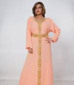 peach  kaftan women dress long gown farasha morocco wear