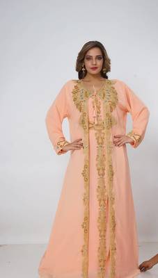 peach  kaftan women dress long gown farasha morocco wear 2