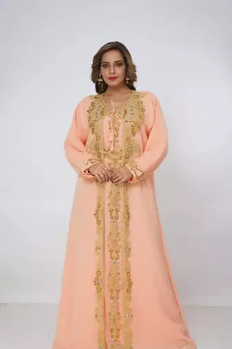 peach  kaftan women dress long gown farasha morocco wear