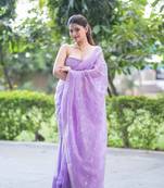 purple kota doria saree