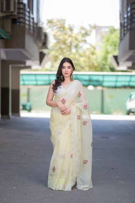 yellow kota doria saree 1
